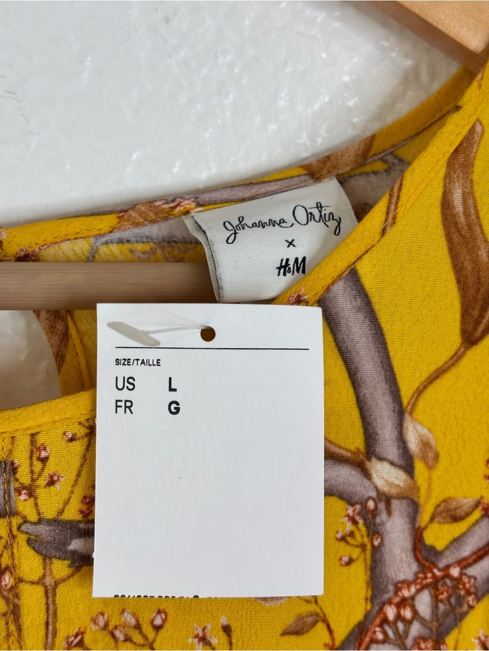 NWT Johanna Ortiz x H&M Yellow Floral Crepe Dress Size L - Picture 12 of 16